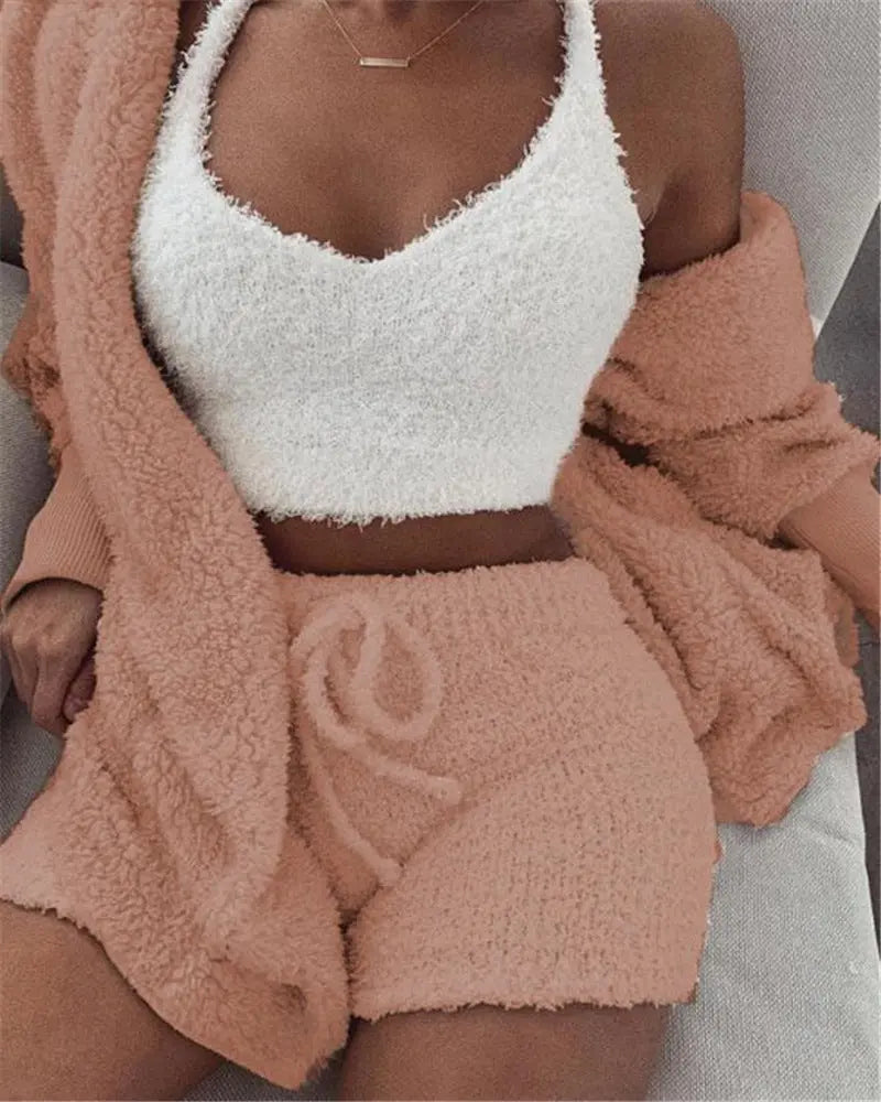 Women's 3-Piece Velvet Pajama Set – Soft Lounge Suit S–XXXL