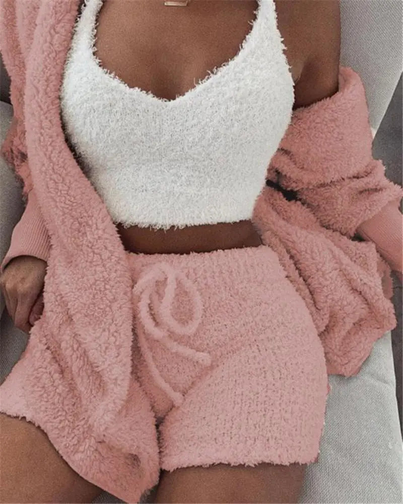 Women's 3-Piece Velvet Pajama Set – Soft Lounge Suit S–XXXL