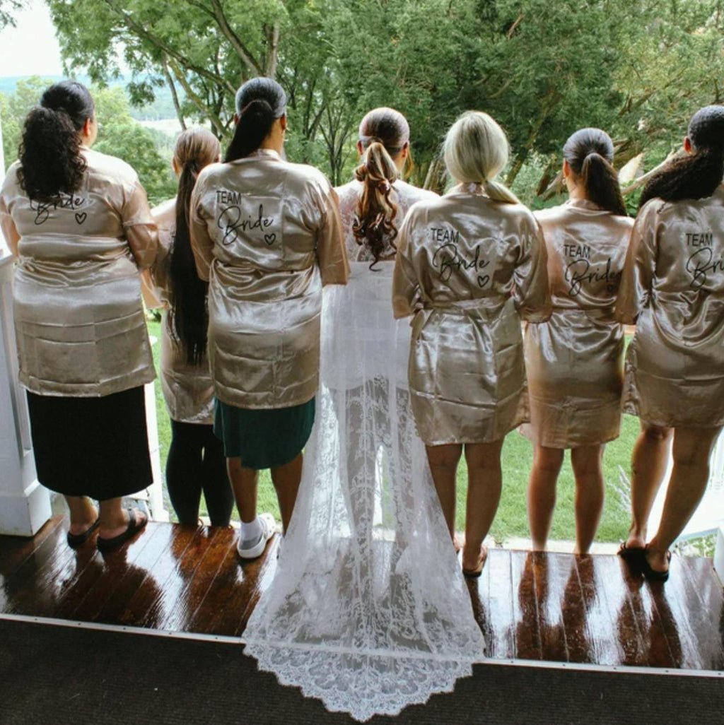 Custom Satin Bridesmaid Robes – Personalized with Name, Title, or Date | Wedding Party Gifts
