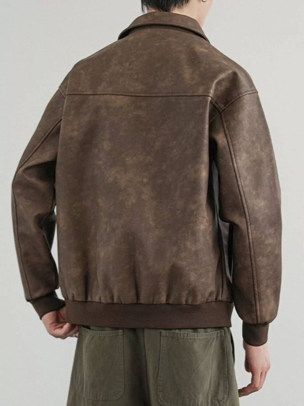 Men's Plus Size Zip Up Faux Leather Shacket