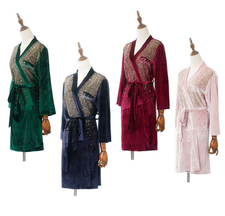 Luxurious Rhinestone Satin Bridal & Bridesmaid Robe – Sparkling Elegance for Weddings