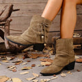 Suede Ankle Boots with Bow Accent