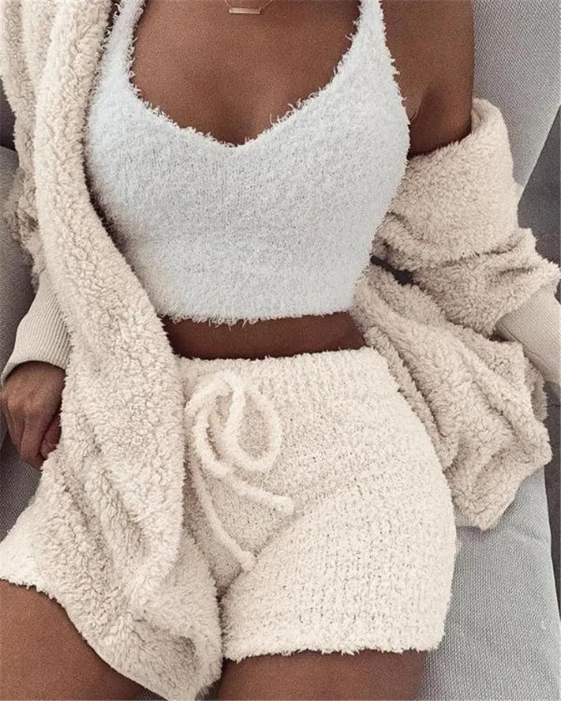 Women's 3-Piece Velvet Pajama Set – Soft Lounge Suit S–XXXL