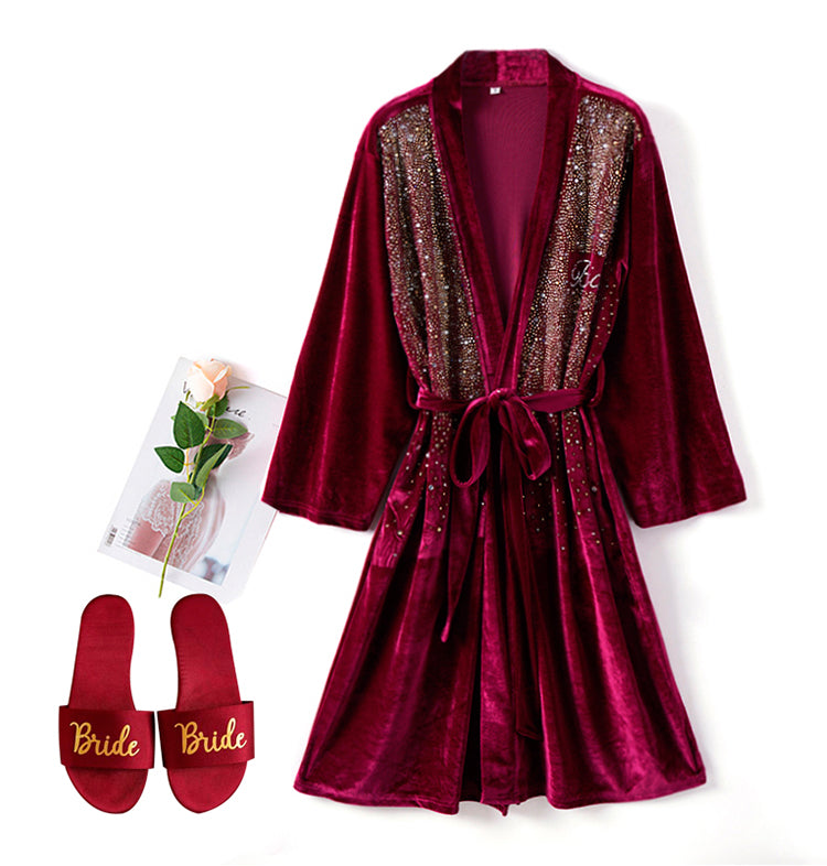 Luxurious Rhinestone Satin Bridal & Bridesmaid Robe – Sparkling Elegance for Weddings
