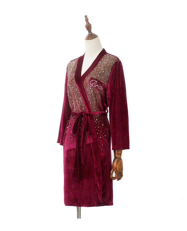 Luxurious Rhinestone Satin Bridal & Bridesmaid Robe – Sparkling Elegance for Weddings