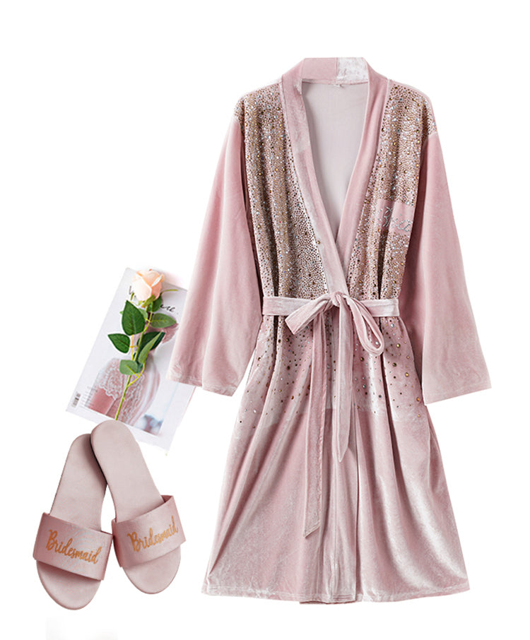 Luxurious Rhinestone Satin Bridal & Bridesmaid Robe – Sparkling Elegance for Weddings