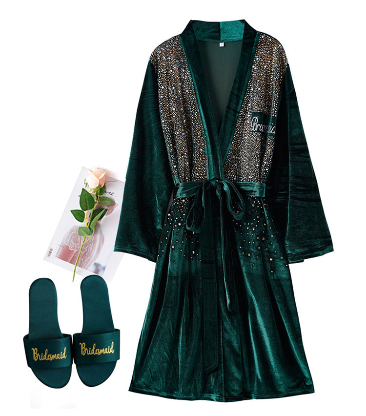 Luxurious Rhinestone Satin Bridal & Bridesmaid Robe – Sparkling Elegance for Weddings