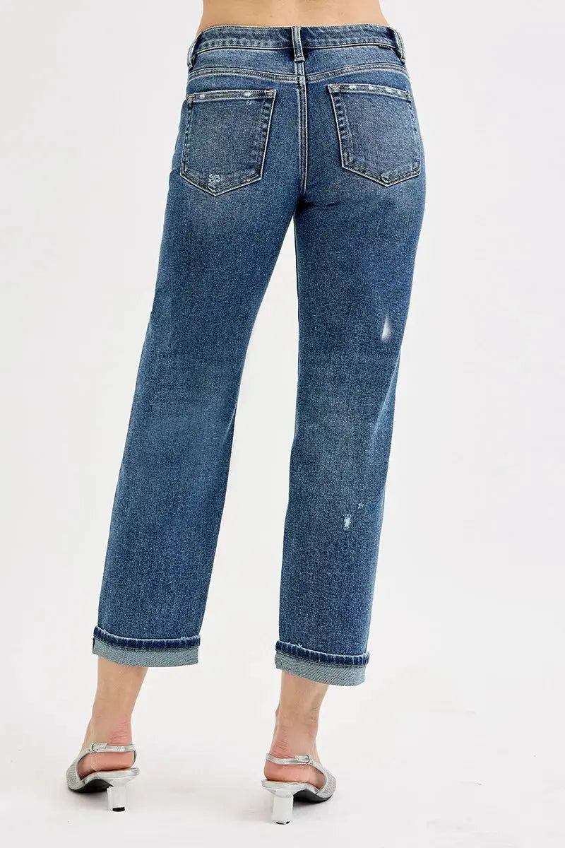 Jeans - Low Rise Boyfriend - Casual Vintage Medium Blue Wash