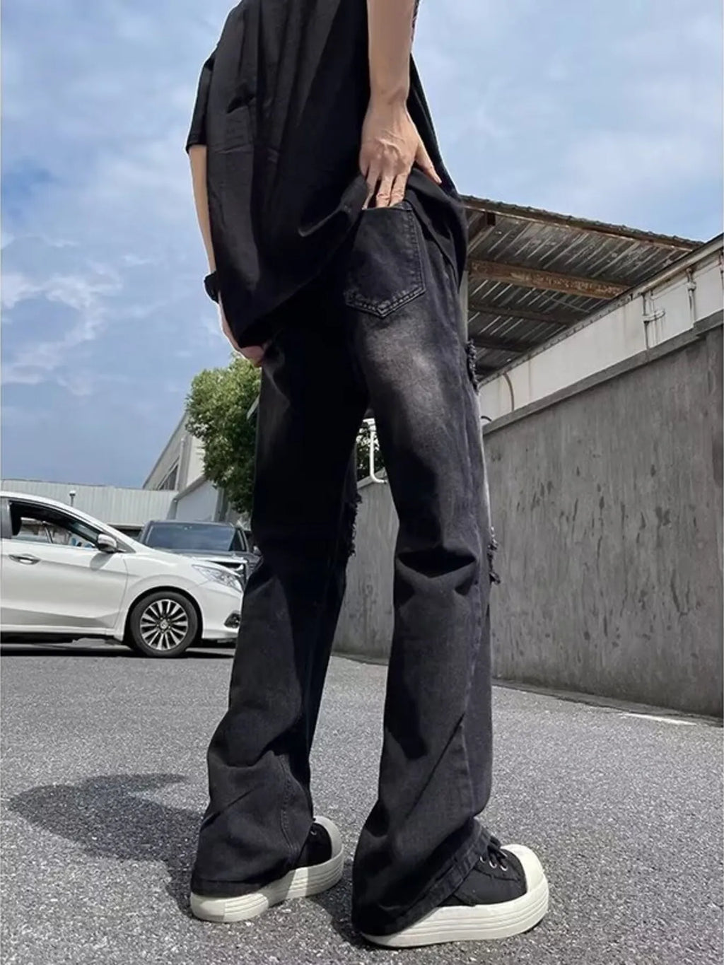 Men's Full Size Ripped Distressed Straight Leg Jeans Plus Size