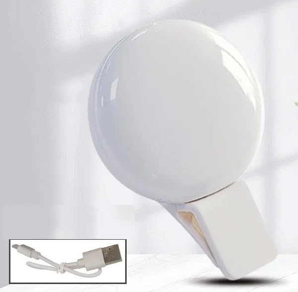Selfie Ring Light, Small Pocket-Size, 3 Brightness Levels, Rechargeable, Phone C