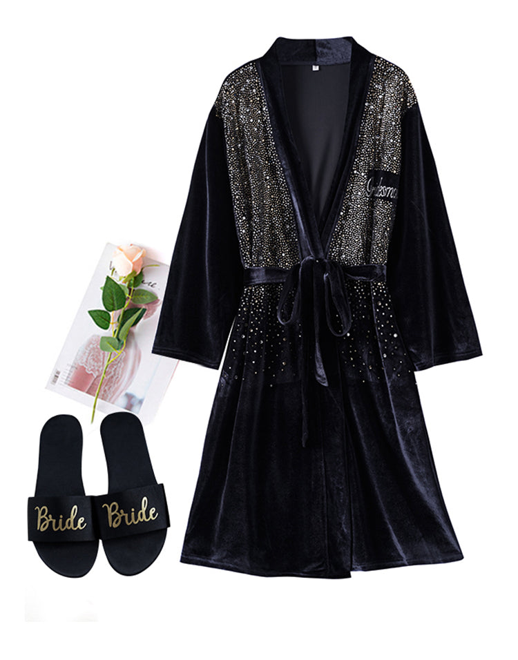 Luxurious Rhinestone Satin Bridal & Bridesmaid Robe – Sparkling Elegance for Weddings