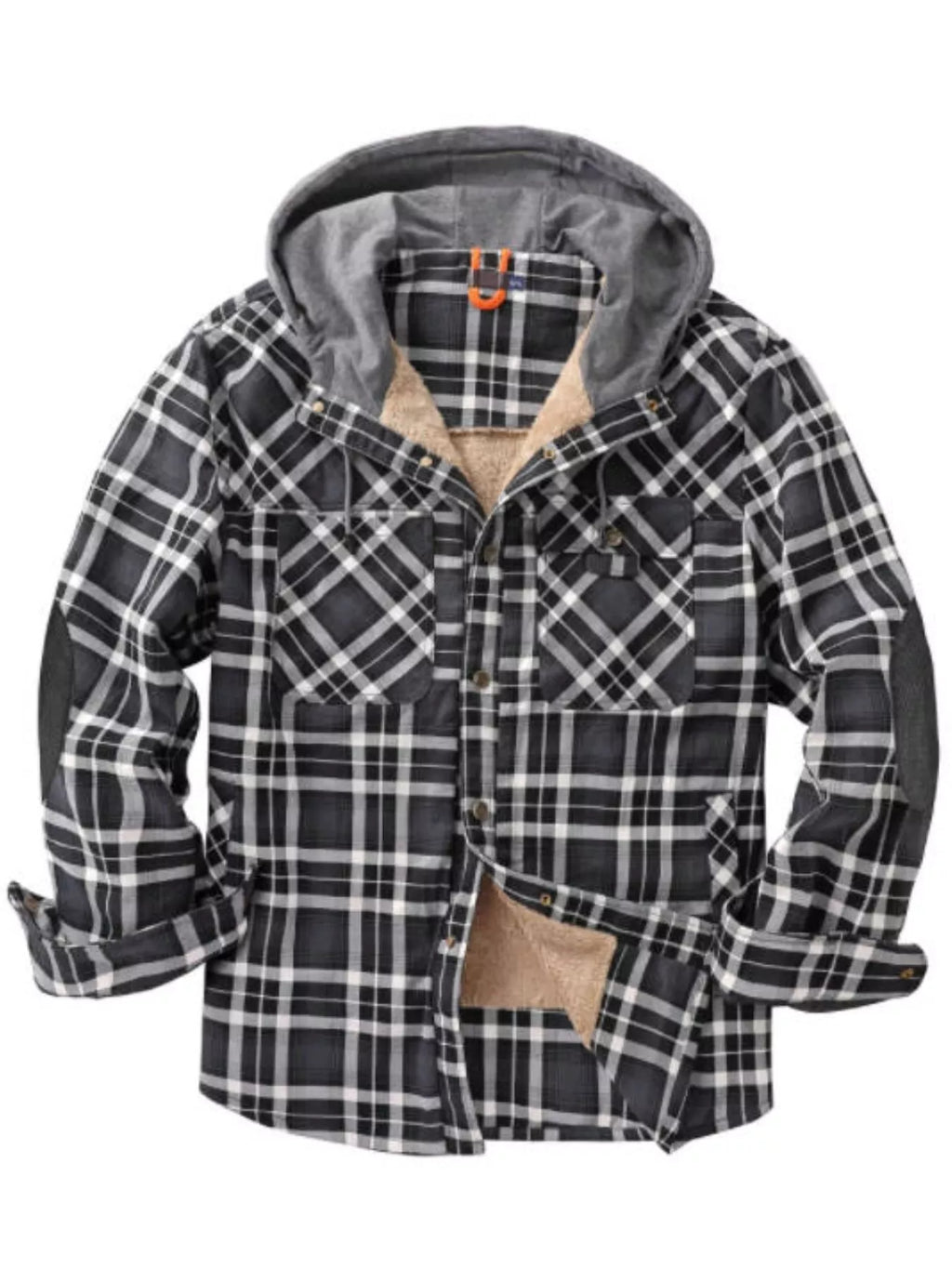 Men's Snap Down Plaid Flannel Hooded Jacket