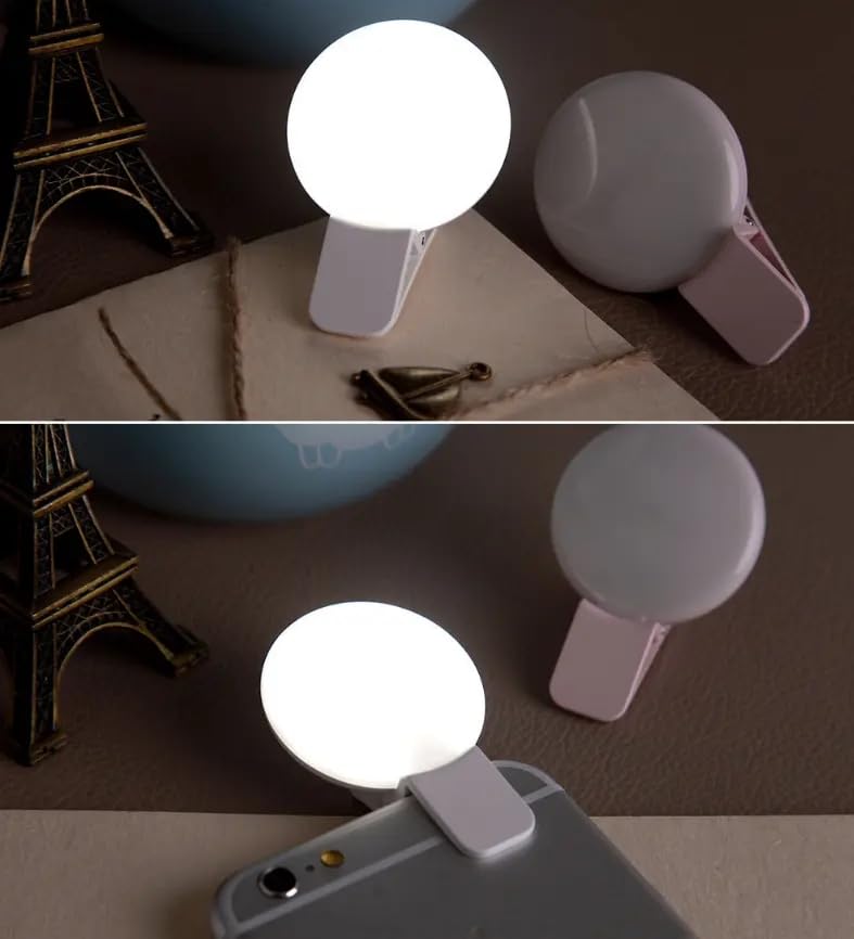 Selfie Ring Light, Small Pocket-Size, 3 Brightness Levels, Rechargeable, Phone C