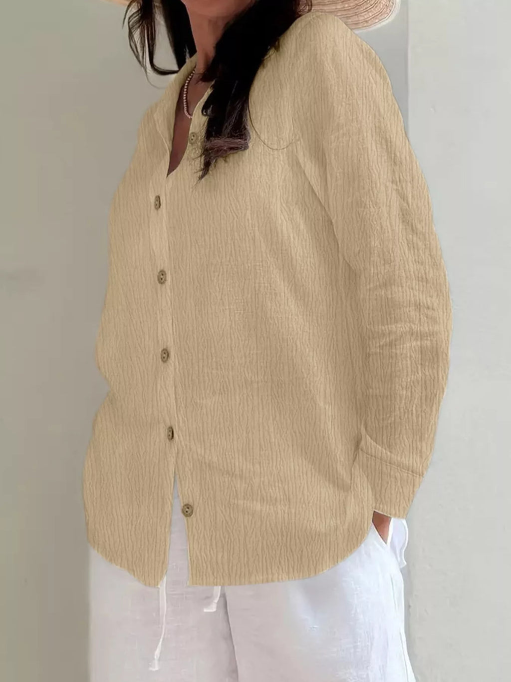 Plus Size Casual Long Sleeve Button-Down Shirt