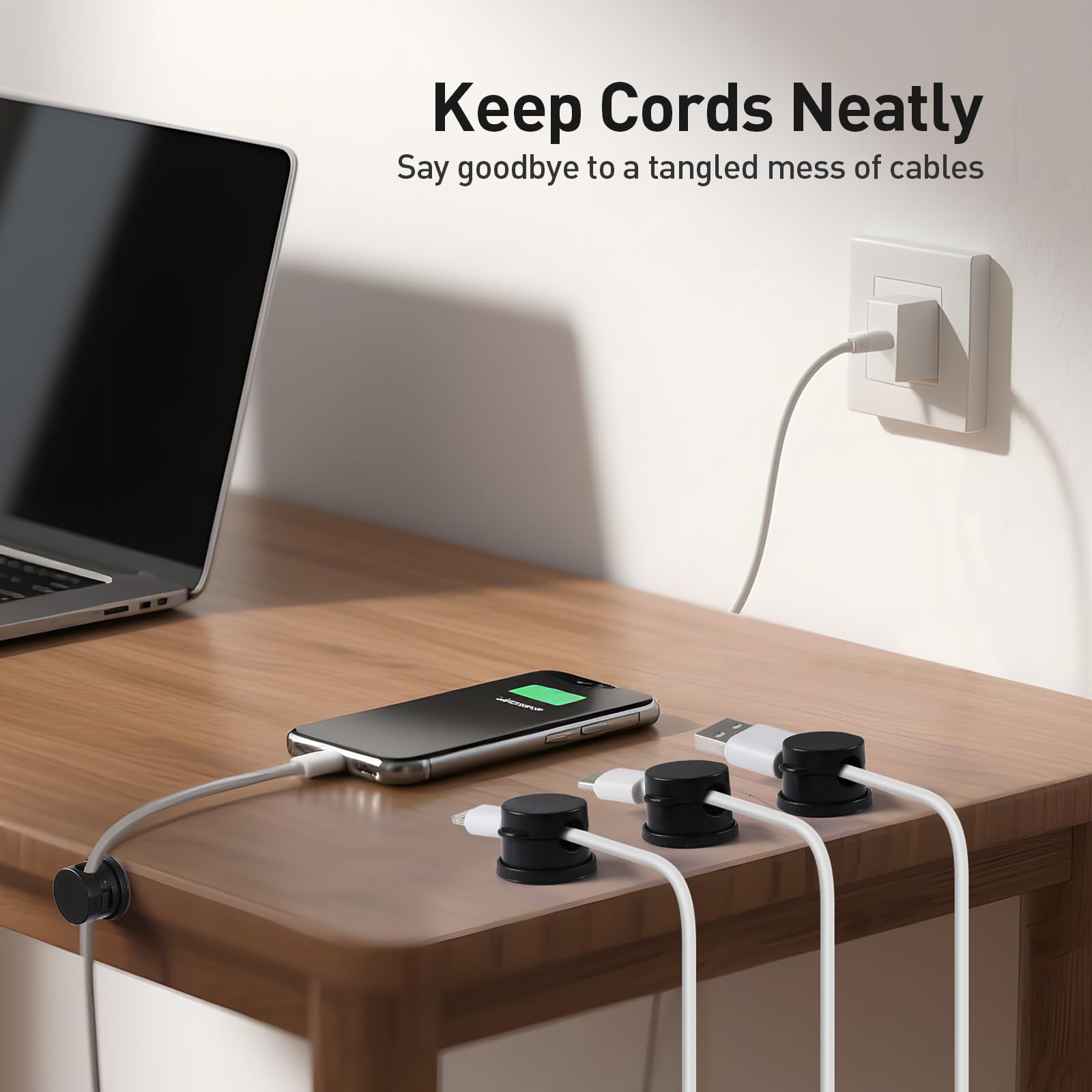 Pack Magnetic Cable Clips, Upgraded 360° Rotatable Cord Holde