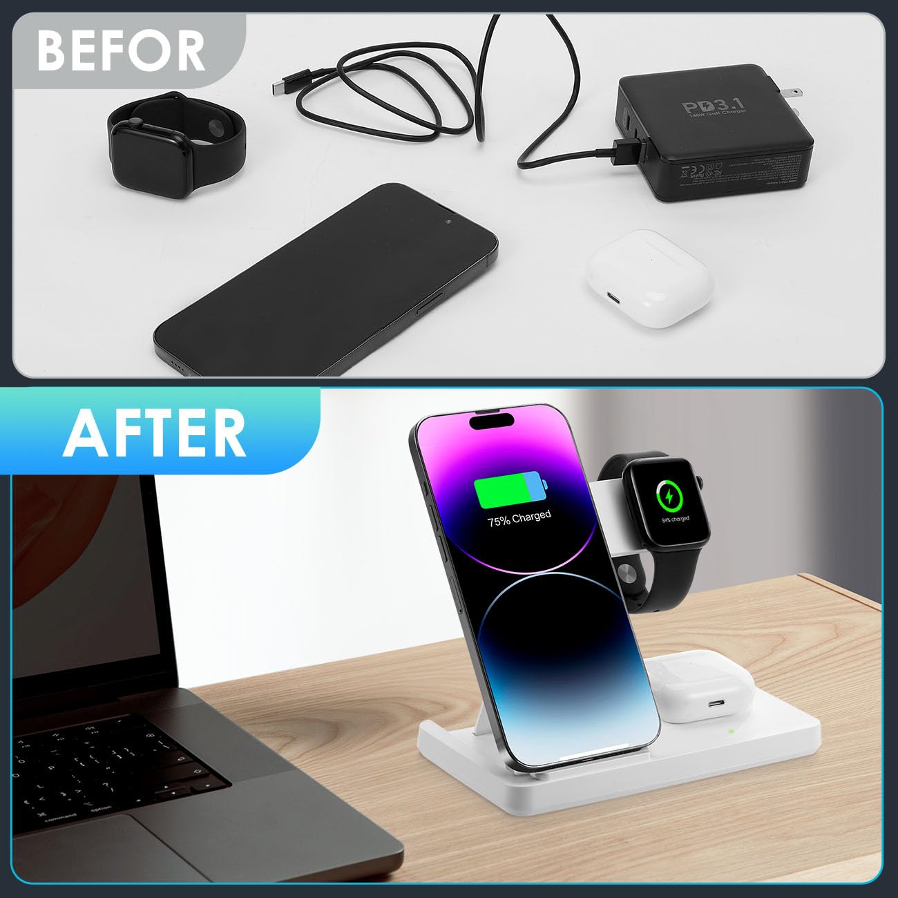 1 Charging Station For Multi Devices, Wireless Charger For Iphone 8-16 Series &