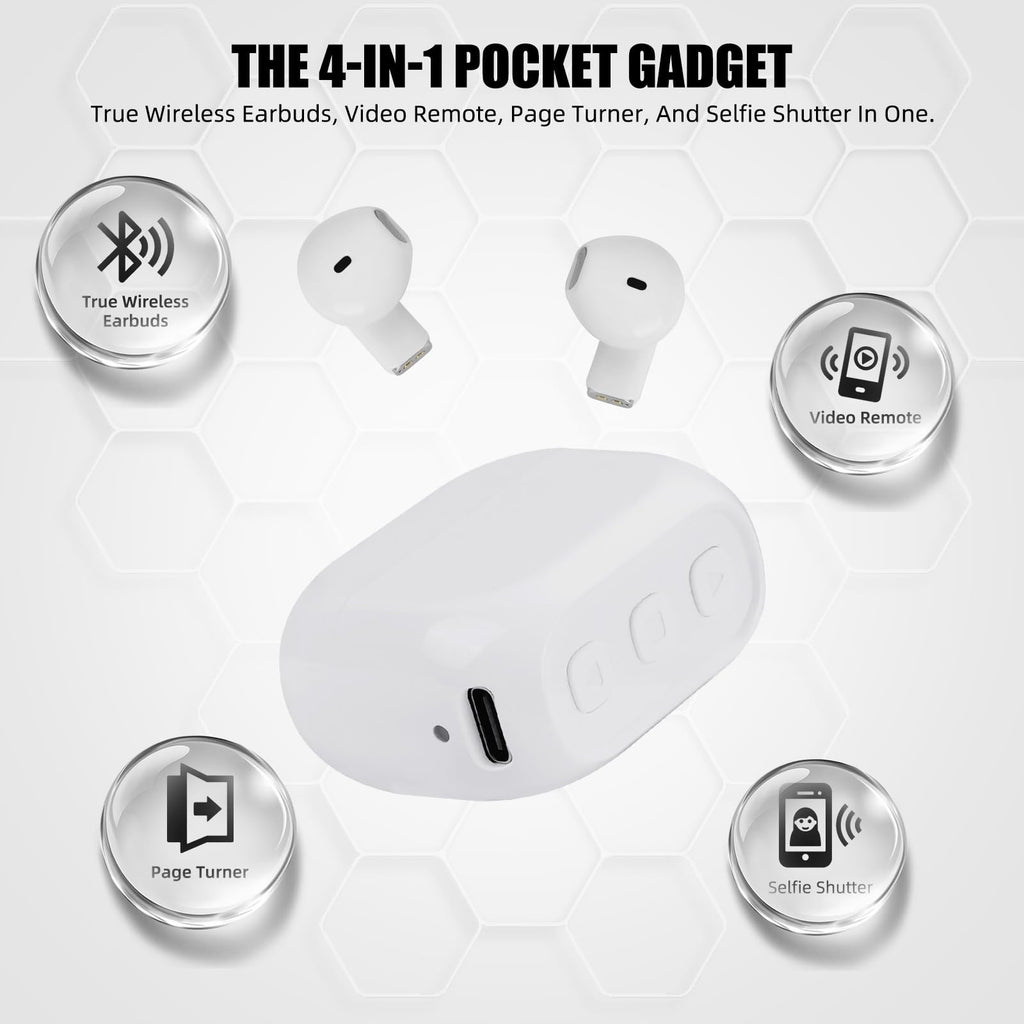 Ring For Tiktok With Earbuds, Fingertip Remote Con