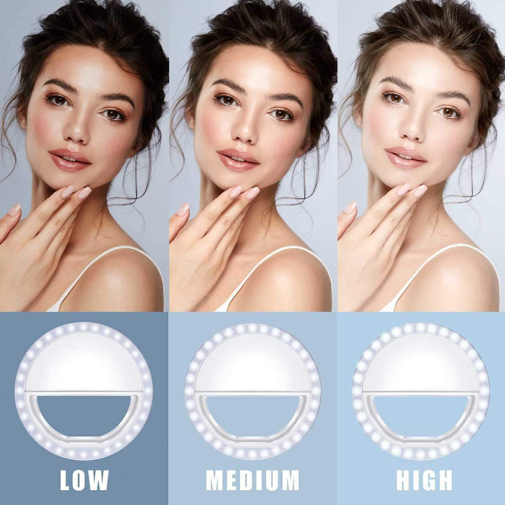 Ring Light, [Rechargeable] With 36 Led Lights, 3-Level Adjustable Brightness Cli