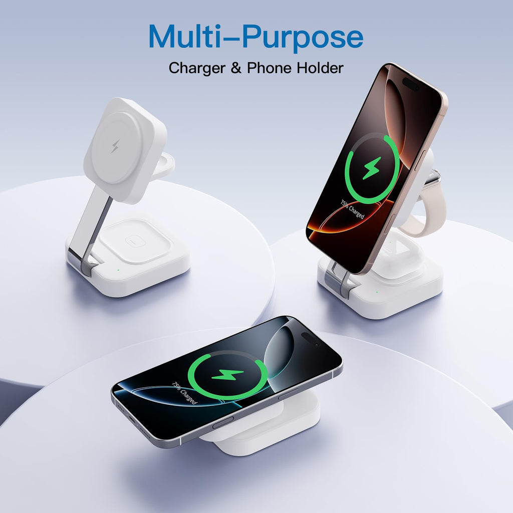Traveling Wireless Mag-Safe Fast Charging Station,Magnetic 3 In 1 Charger With I