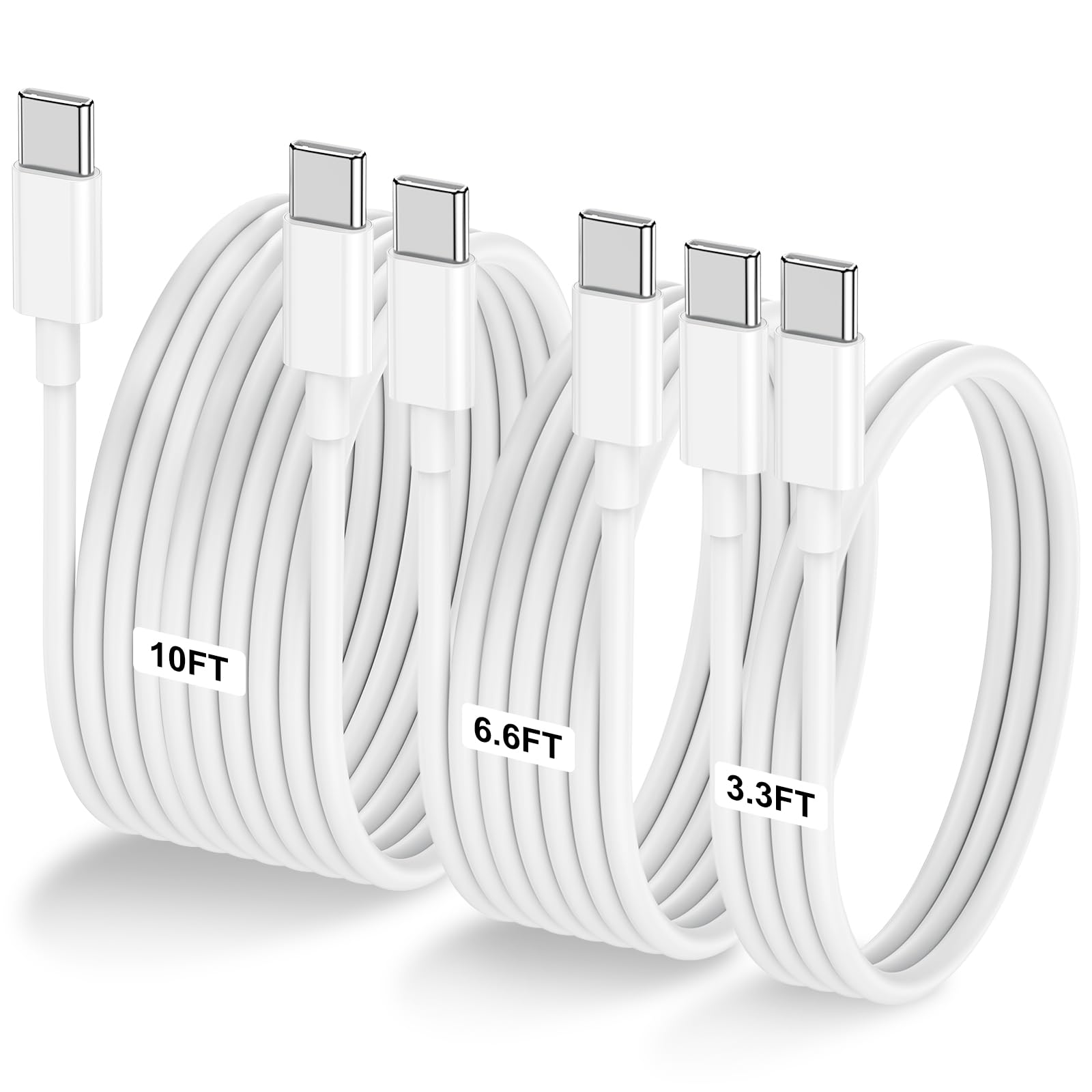 [3.3Ft+6.6Ft+10Ft] 60W Usb C To Usb C Cable, Type C To Type C Cable,Fast Chargin