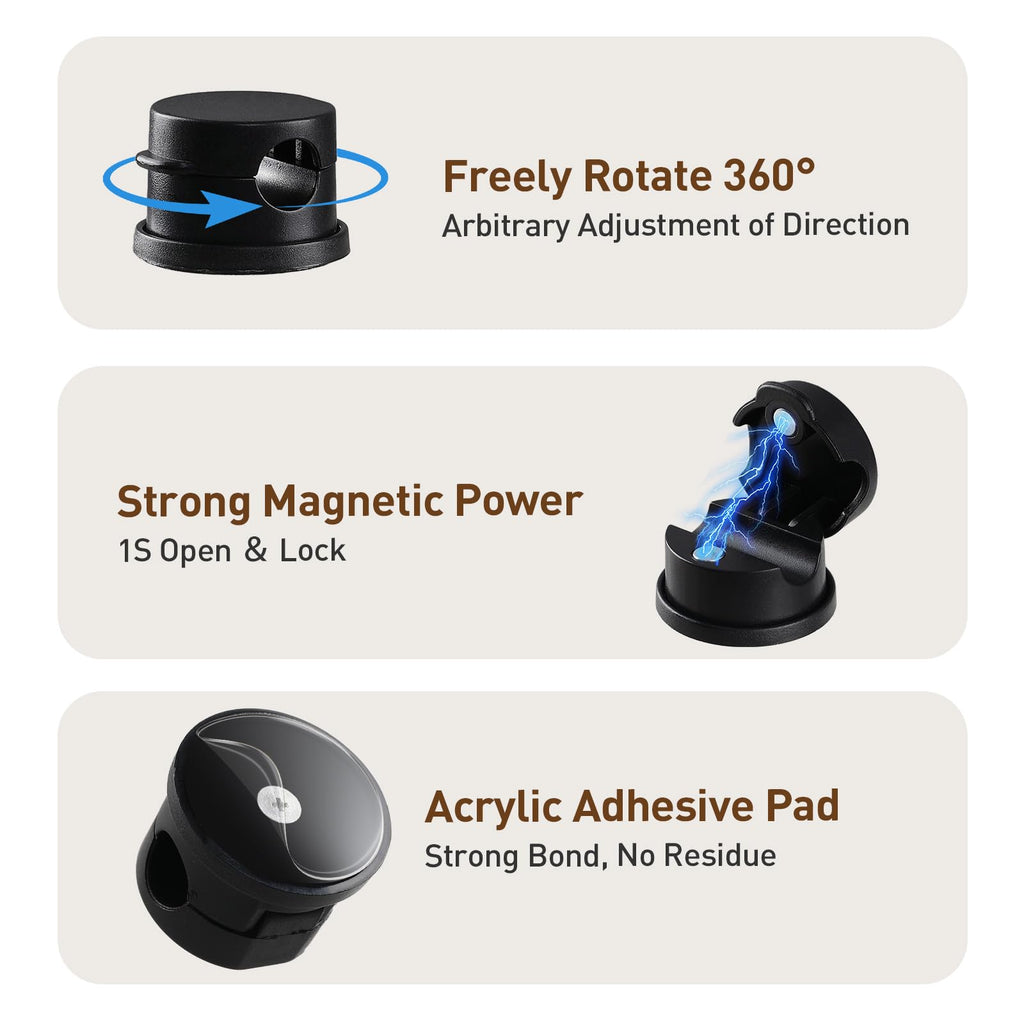 Pack Magnetic Cable Clips, Upgraded 360° Rotatable Cord Holde