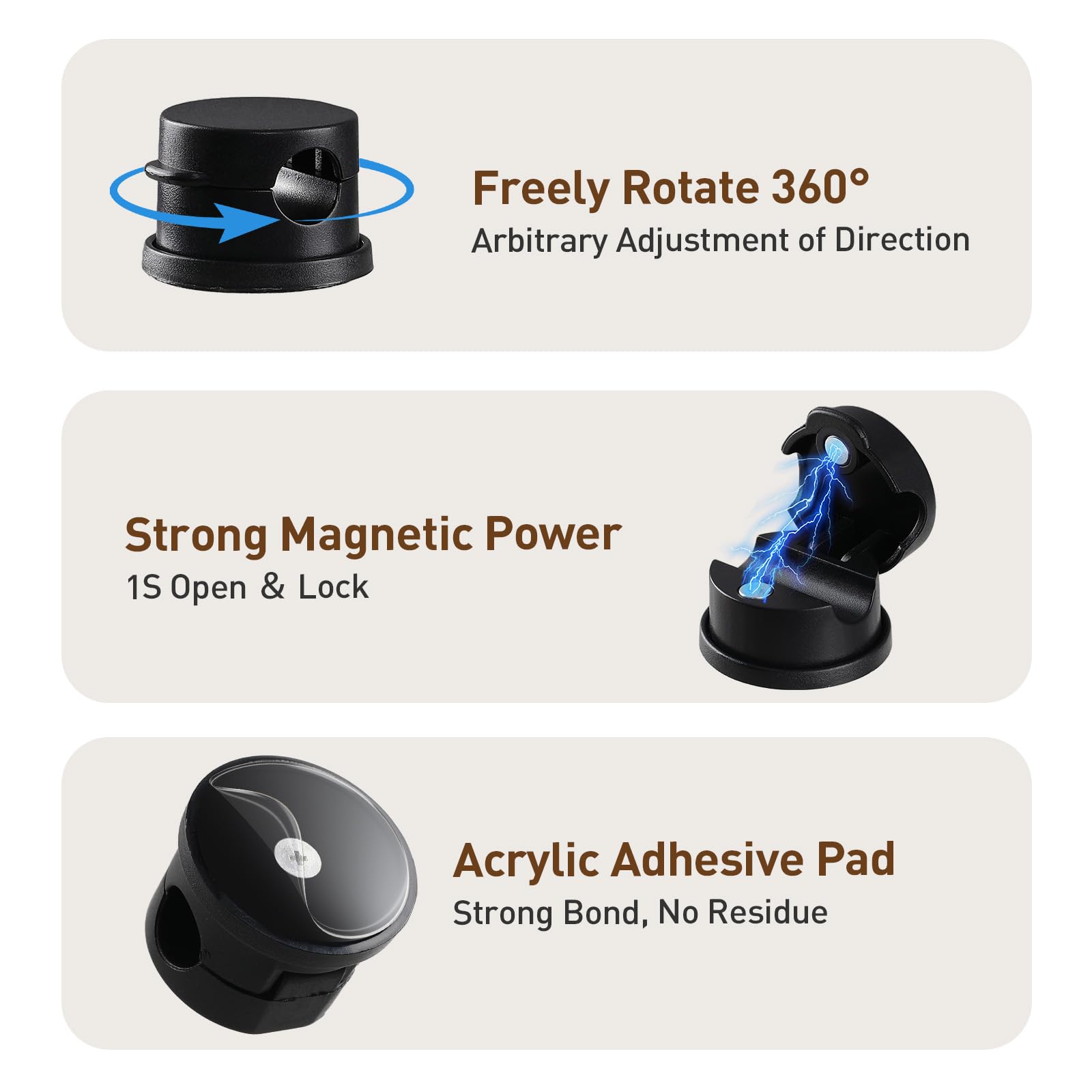 Pack Magnetic Cable Clips, Upgraded 360° Rotatable Cord Holde