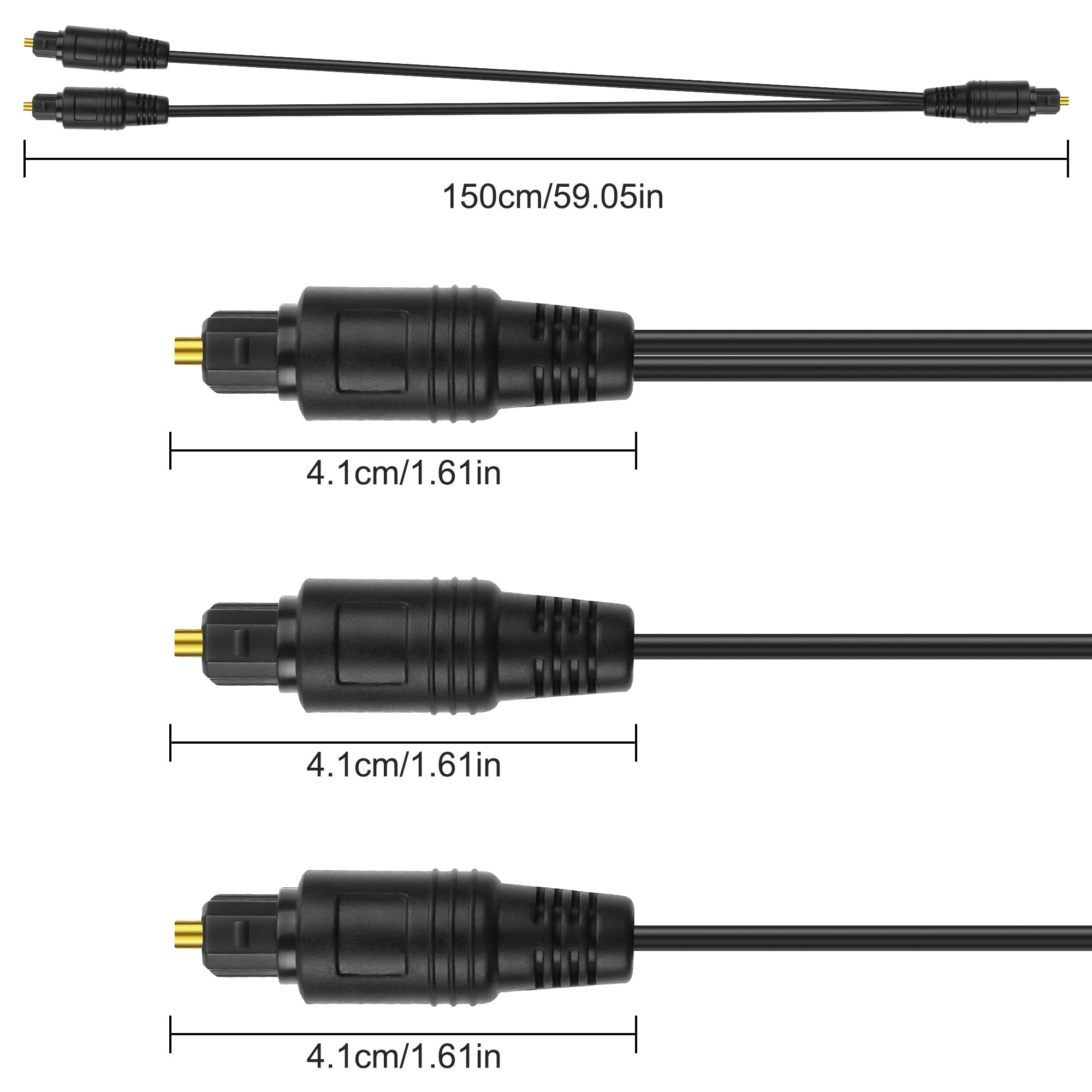 To 2 Toslink Digital Optical Splitter 1 Male In 2 Male Out Fiber Optic Audio Cab