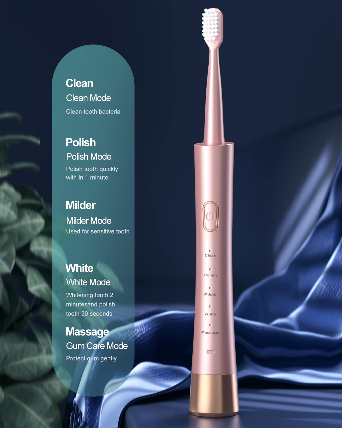 Electric Toothbrush For Adults, Usb Rechargeable Sonic Toothbrush With 8 Brush H