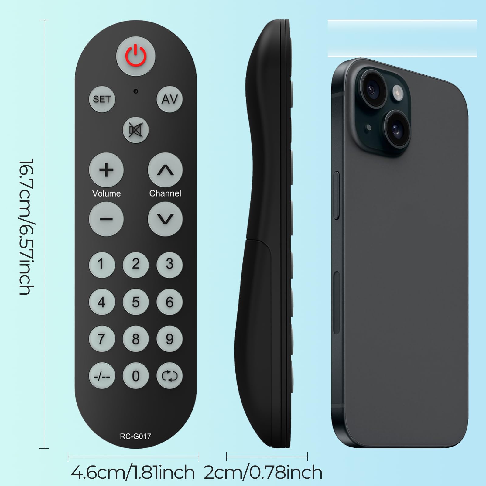 Buttons Universal Tv Remote With Backlit, Learning Ir Remote Control Replaces Al