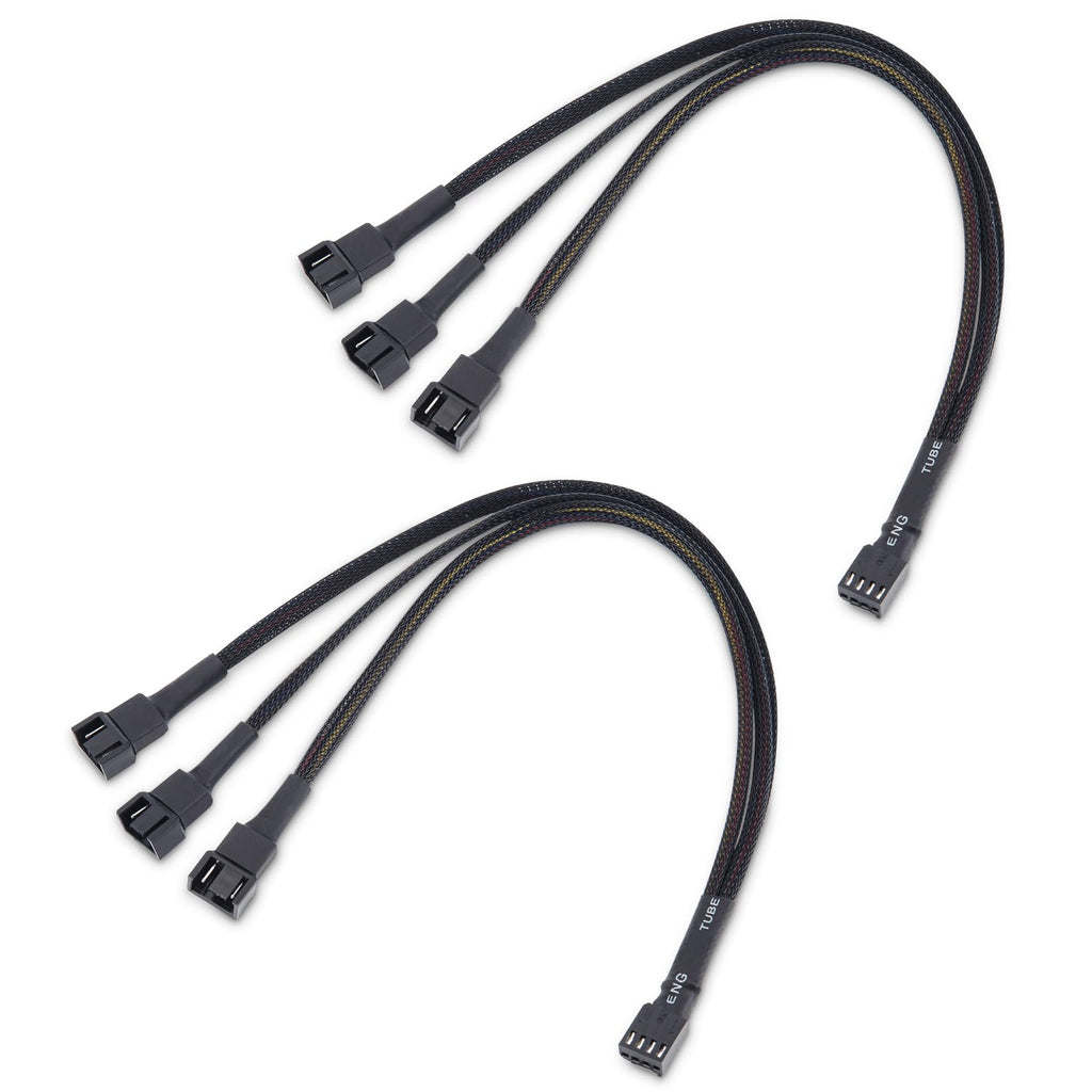2-Pack 3 Way 4 Pin Pwm Fan Splitter Cable - 12 Inches / 30Cm, 1X Pwm-Controlled