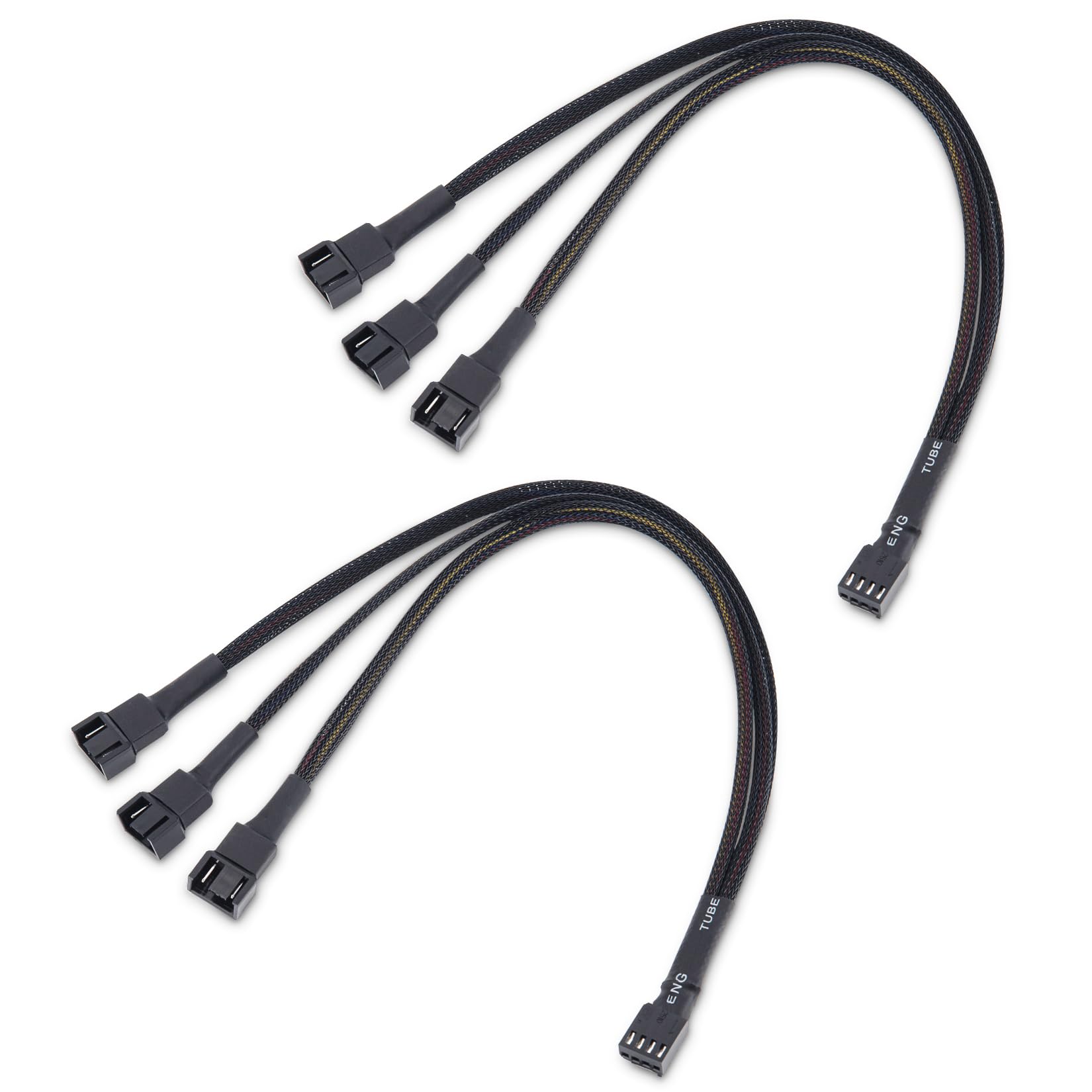 2-Pack 3 Way 4 Pin Pwm Fan Splitter Cable - 12 Inches / 30Cm, 1X Pwm-Controlled