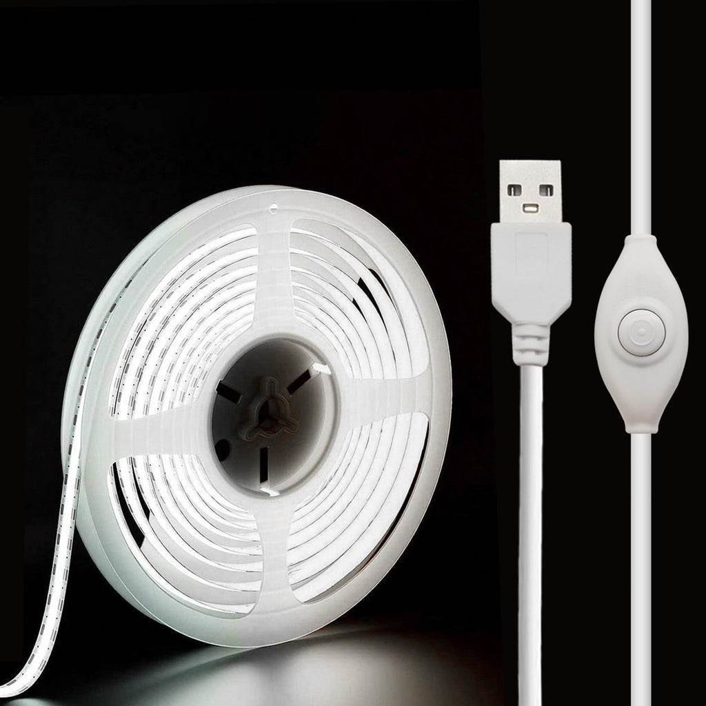 Usb Led Strip Lights, 3.28Ft Cob Light Strip White, Short Led Strip Light, Flexi