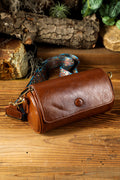 Chestnut PU Leather Flap Shoulder Bag with Retro Wide Strap