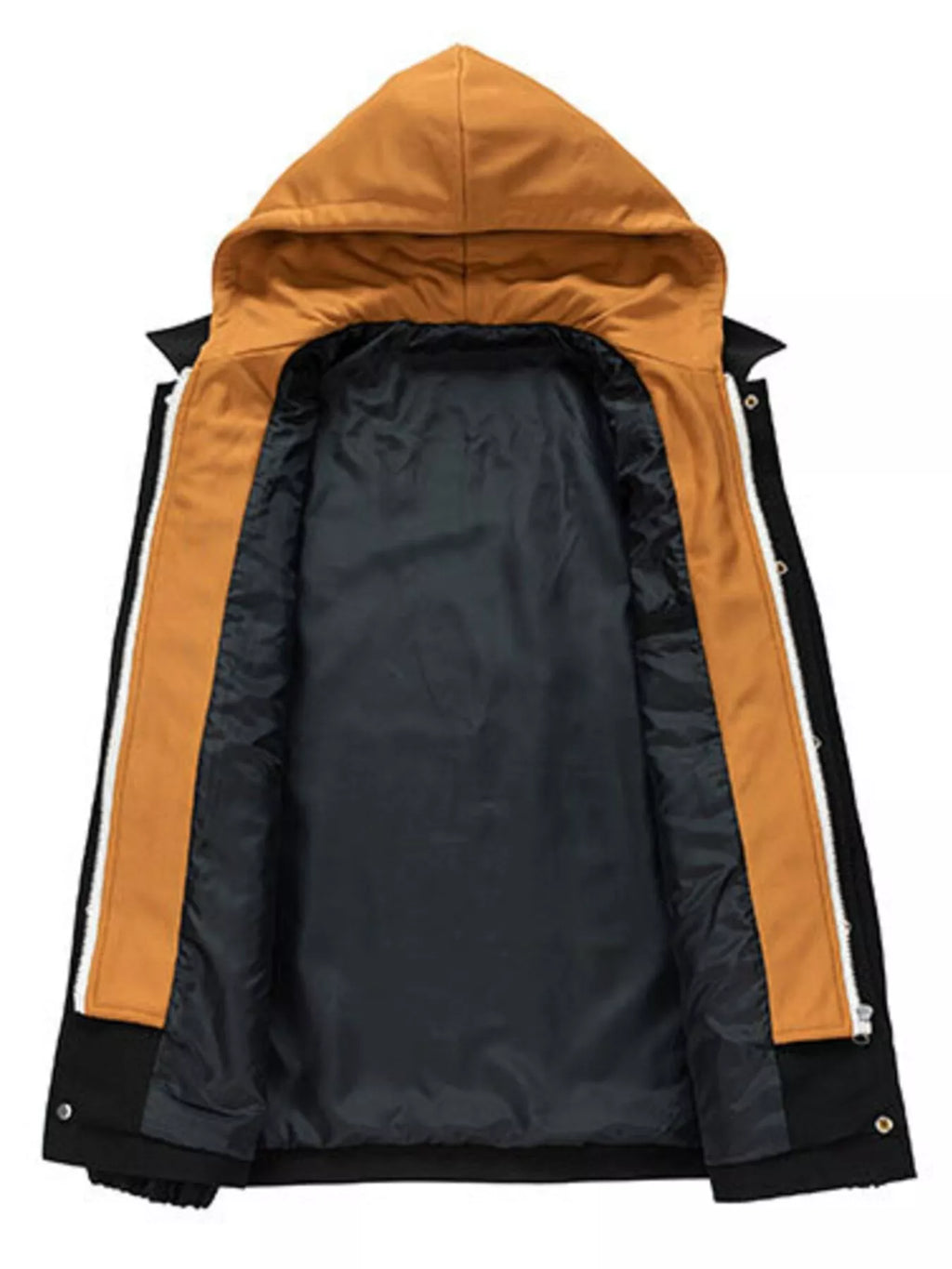 Men's Plus Size Two-Tone Hooded Button-Up Jacket