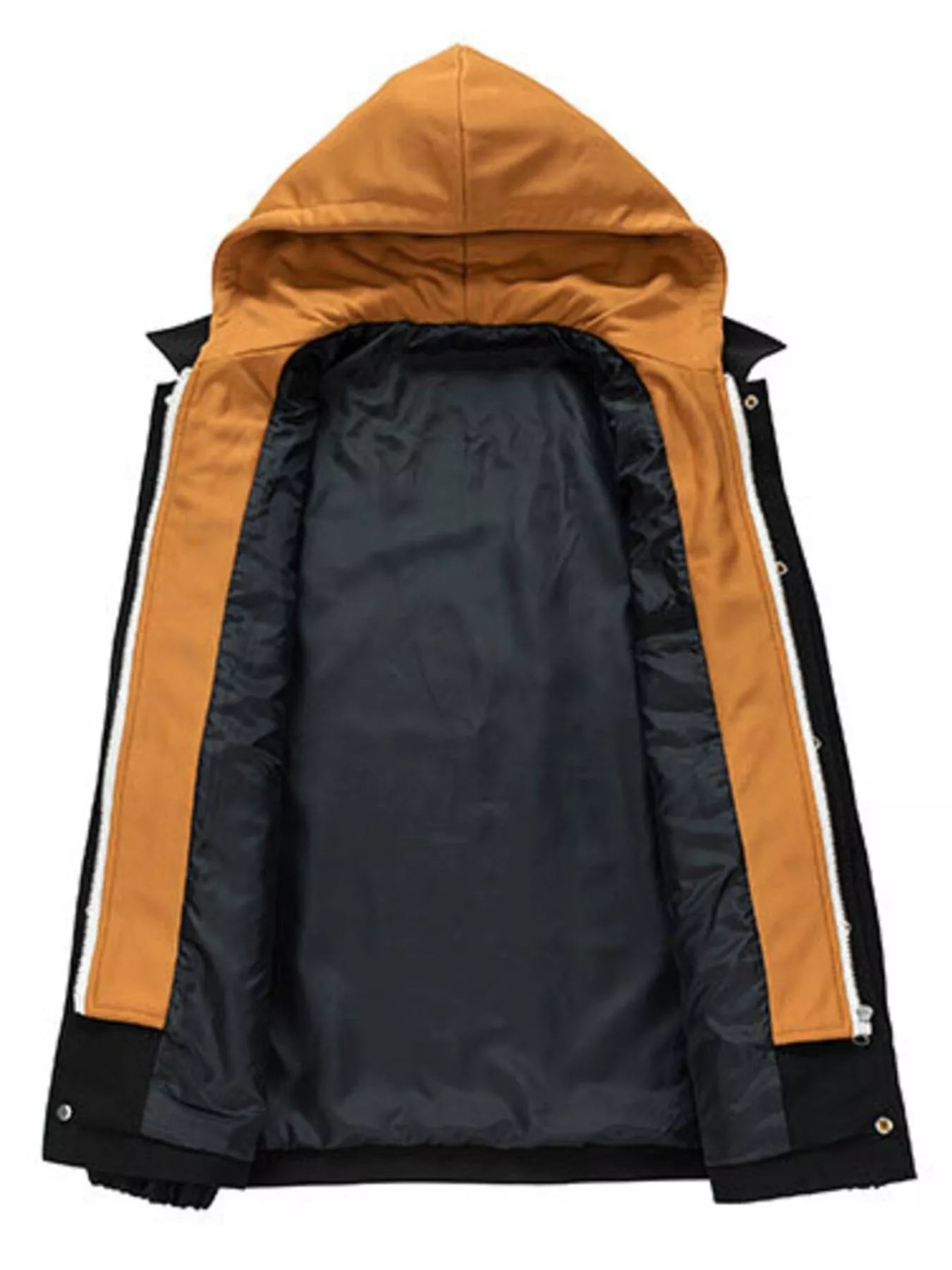 Men's Plus Size Two-Tone Hooded Button-Up Jacket