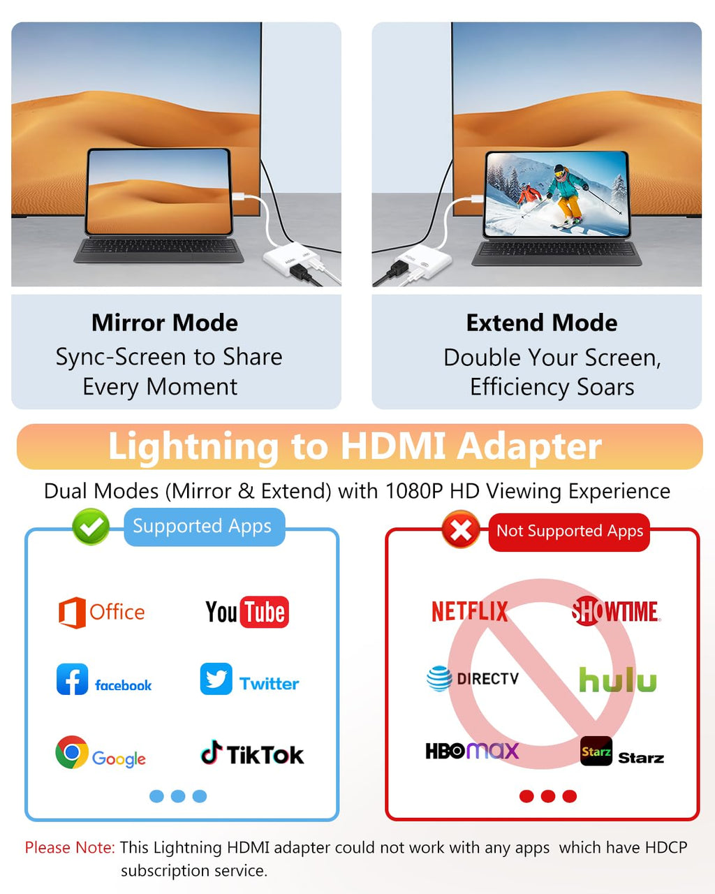 Hdmi Adapter For Iphone, [Apple Mfi Certified] Digital Av Dongle,1080P Sync Scre