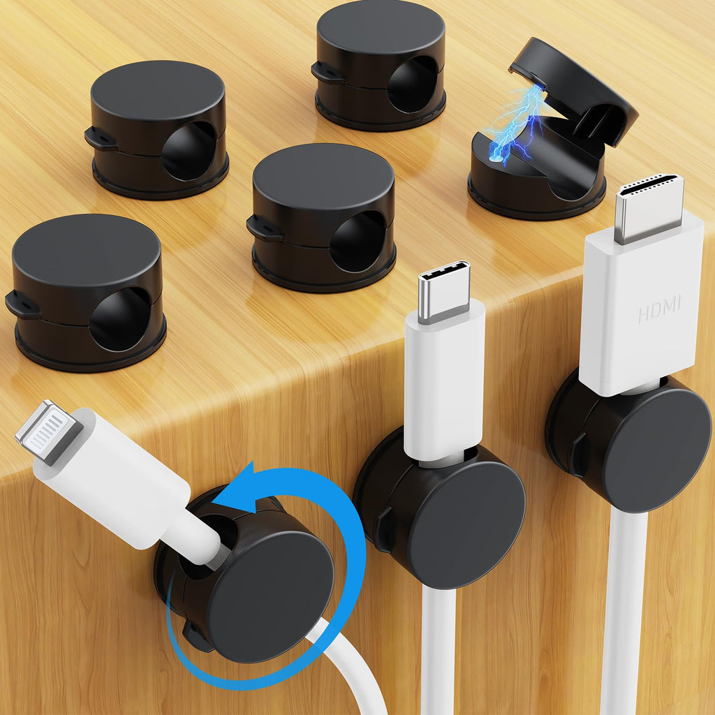 Pack Magnetic Cable Clips, Upgraded 360° Rotatable Cord Holde