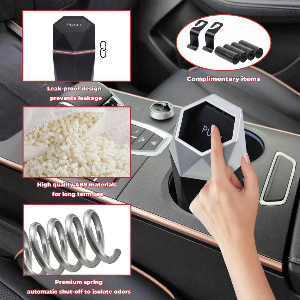 Trash Can With Lid, Garbage Bin For Women, Cute Interior Accessories For Seat Cu