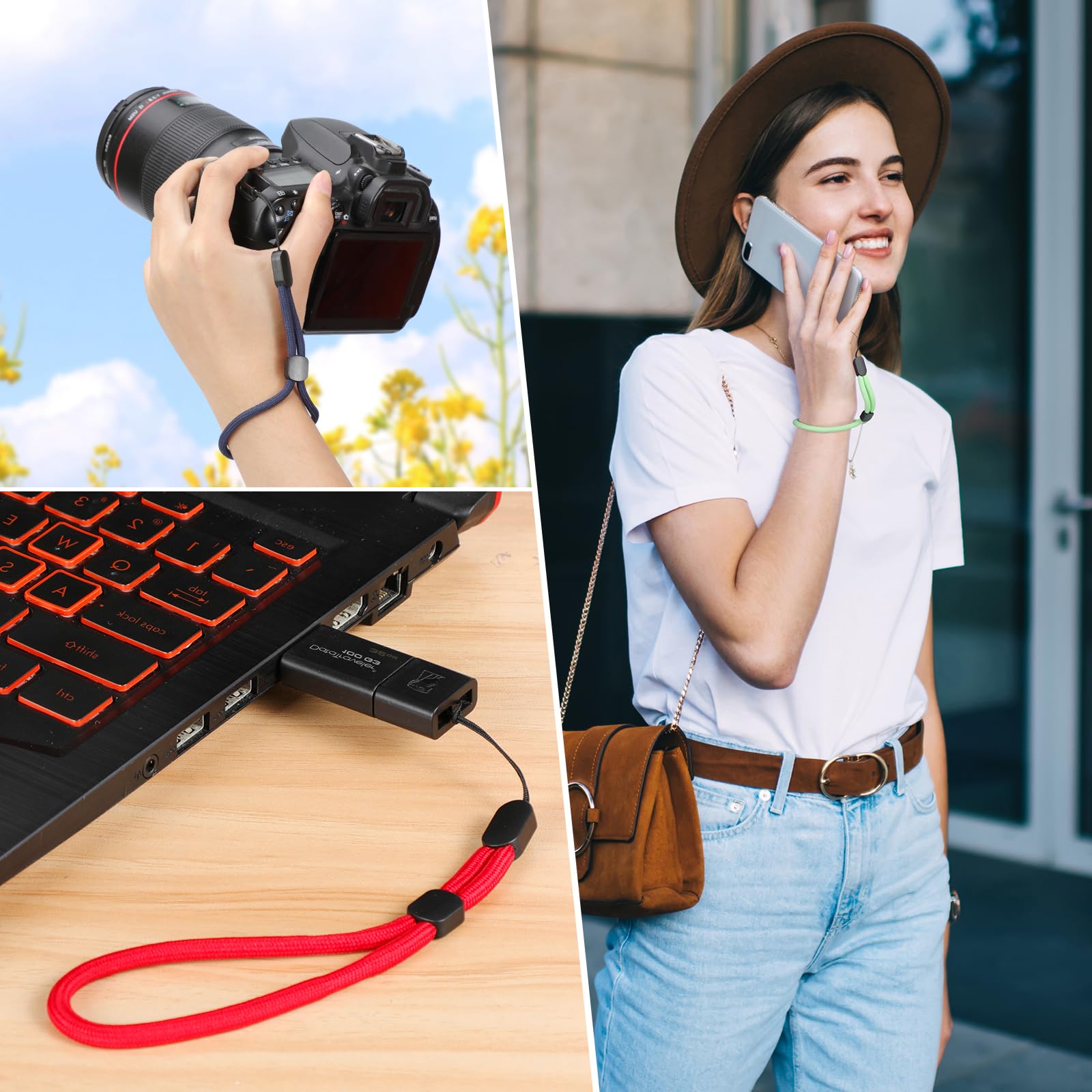 Wrist Strap Lanyard, Adjustable Nylon Colorful For Mobile Phone, Camara, Usb Fla