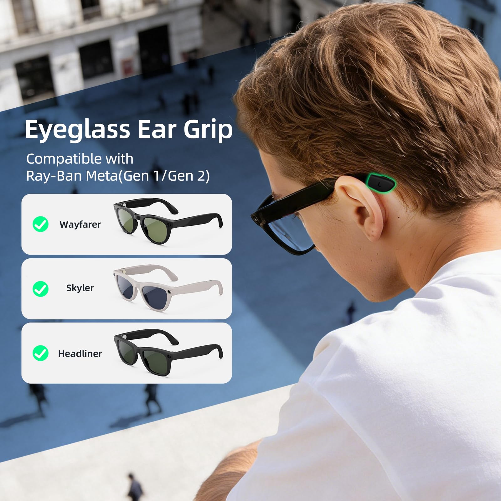 Grip Ray Ban Meta(Gen 1 & 2) Wayfarer/Skyler/Headliner,
