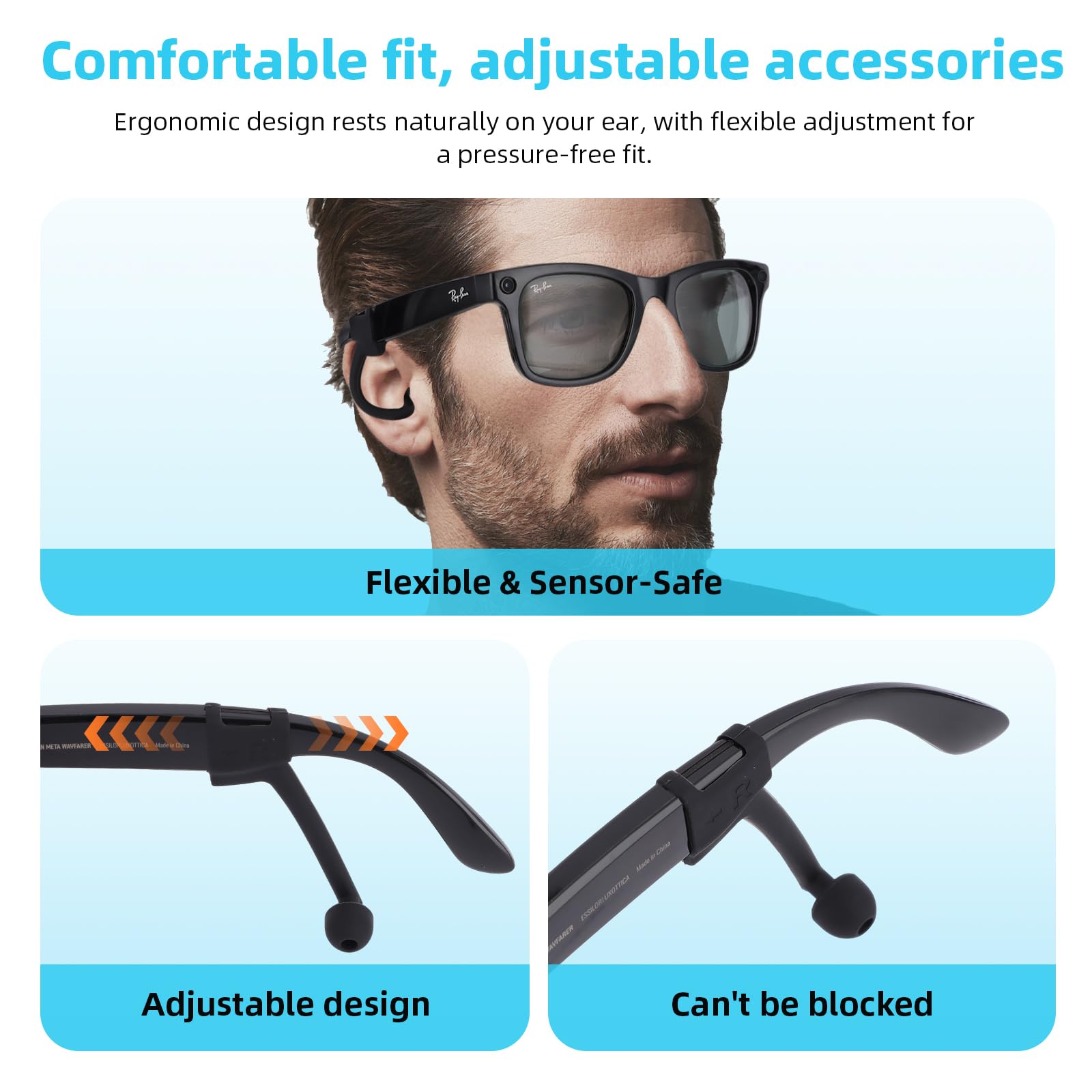 Privacy Ear Tips For Ray-Ban Meta(Gen1/2), Wayfarer/Skyler