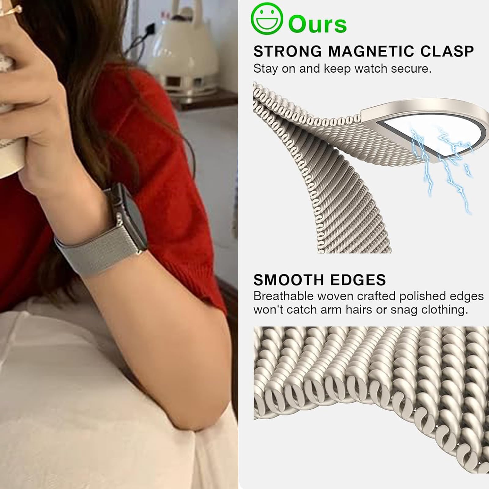 Milanese Loop Apple Watch Bands 49Mm 46Mm 45Mm 44Mm 42Mm 38/40/41Mm Men Women；Me