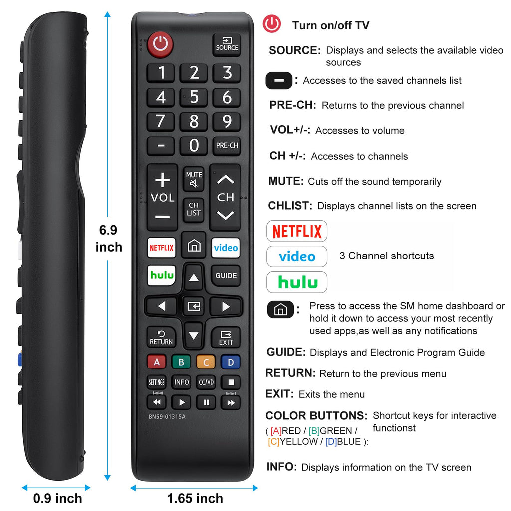 2】 New Universal Remote For All Samsung Tv Remote, Replacement Compatible For Al