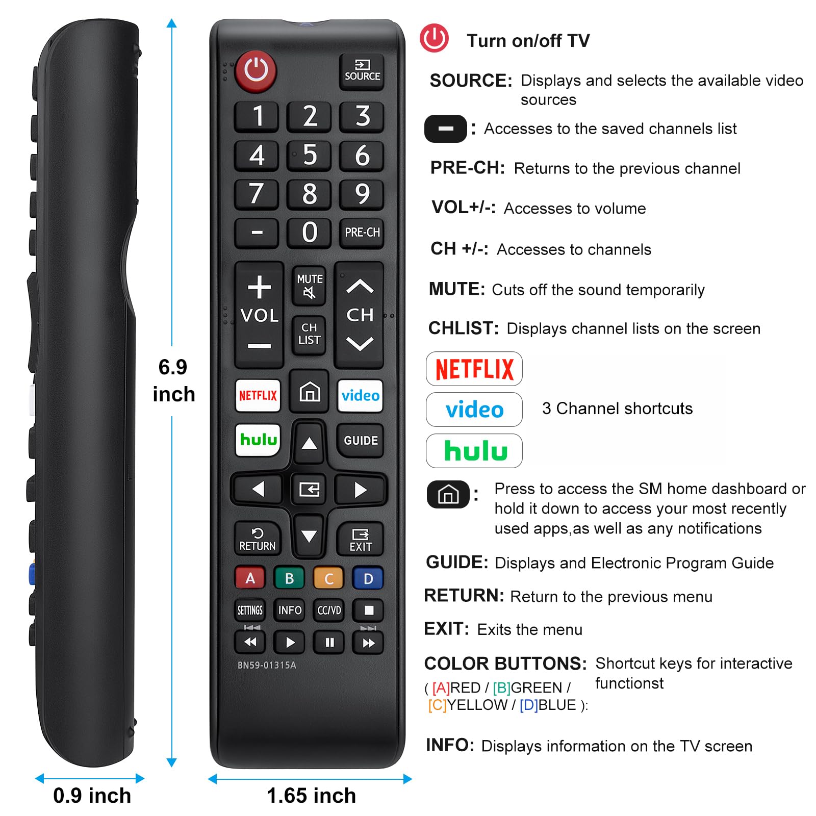 2】 New Universal Remote For All Samsung Tv Remote, Replacement Compatible For Al