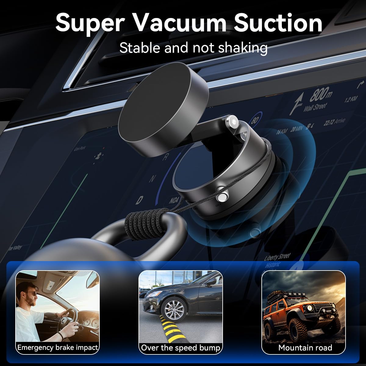 Vacuum Suction Magnetic Phone Holder, Retractable Strong