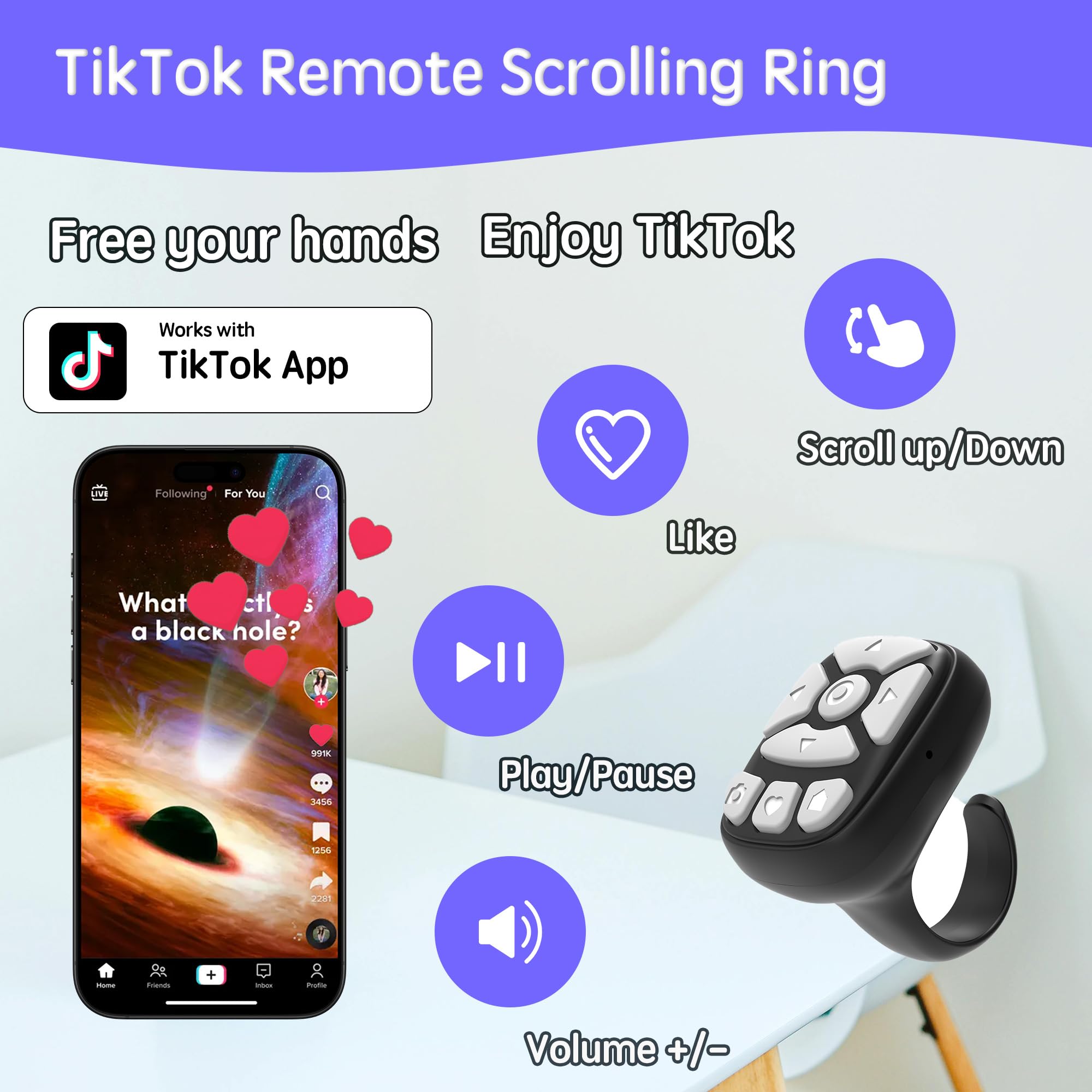 Scrolling Ring – 8-Button Finger Tip Remote, With Camer