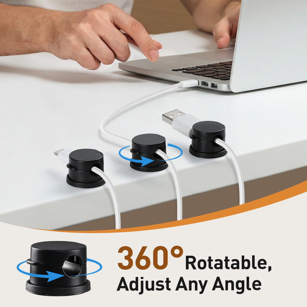 Pack Magnetic Cable Clips, Upgraded 360° Rotatable Cord Holde