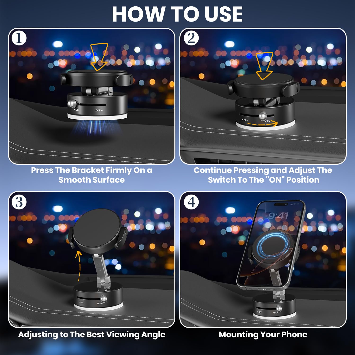 Adjustable Vacuum Magnetic Phone Holder, Vacuum Suction