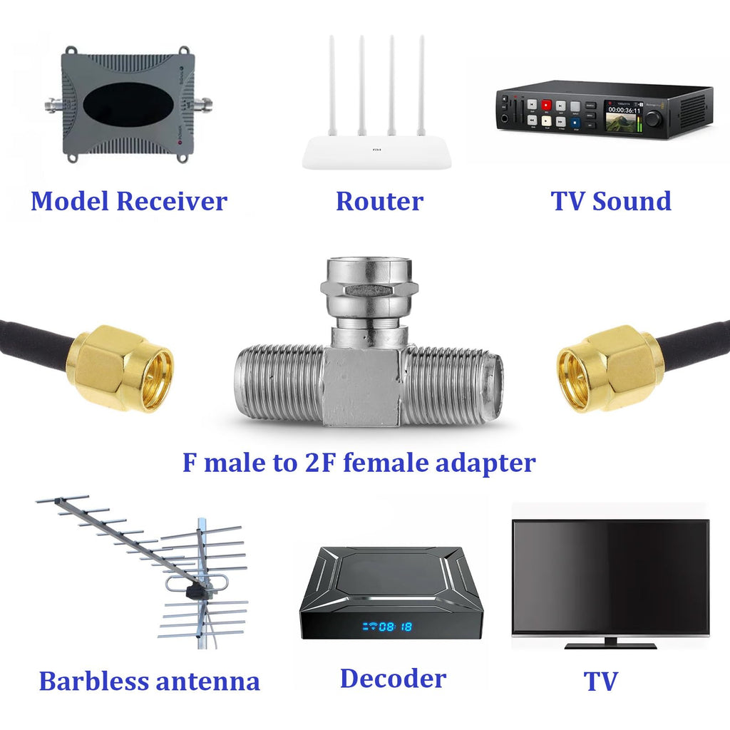 Coaxial Cable Splitter, Zinc Alloy Tv Splitter 2 In 1 Out F Type Rg6 Male To 2 F