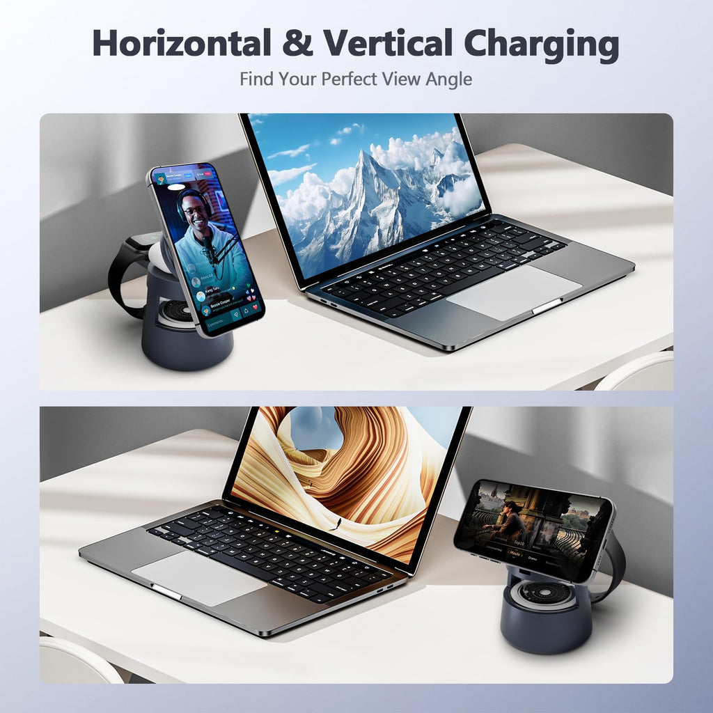 Wireless Charging Station: 15W Magnetic Fast Charger Stand For Iphone 17-12 Pro
